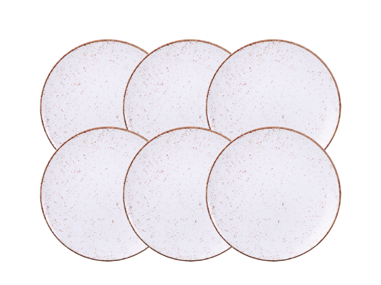 Juego de Platos Llanos de Porcelana Rústico Marrón 28 cm 06 Piezas