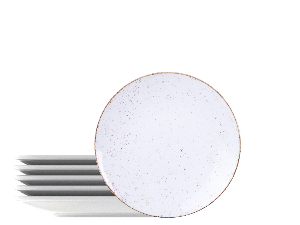 Juego de Platos de Postre Rústico Marron en Porcelana 21 cm 06 Piezas