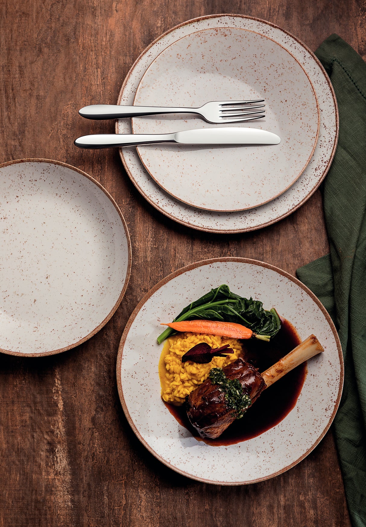 Juego de Platos de Postre Rústico Marron en Porcelana 21 cm 06 Piezas