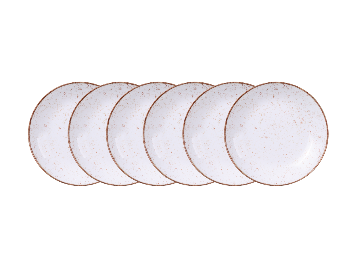 Juego de Platos Hondos Rústico Marron en Porcelana 22 cm 06 Piezas