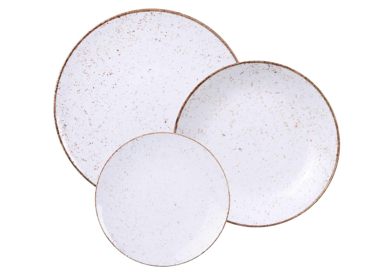 Juego de Platos Vajilla Porcelana Rústico Marrón 12 Piezas