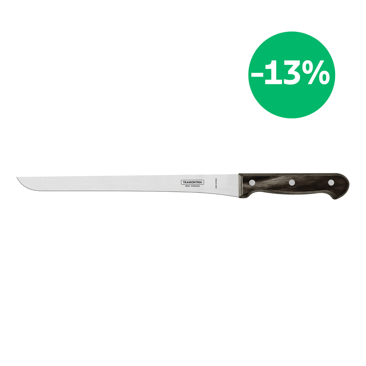 Cuchillo Jamonero en Acero Inoxidable Polywood Castaño 25 cm