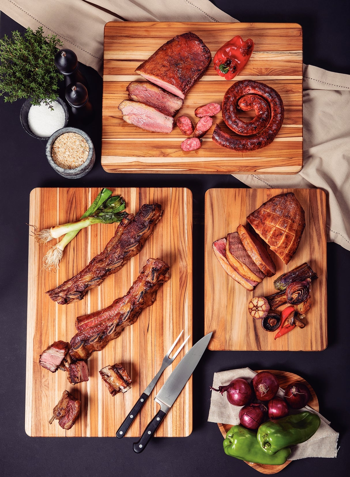 Tabla para Carne/Barbacoa en Madera de Teca Churrasco Premium 50 x 38 cm