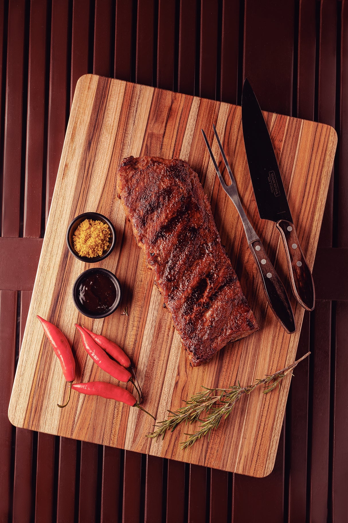 Tabla para Carne/Barbacoa en Madera de Teca Churrasco Premium 40 x 30 cm