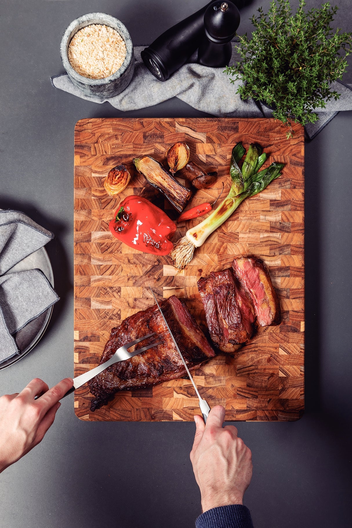 Tabla de Madera Teca para Cortar y Servir 50 x 38 cm Churrasco Premium