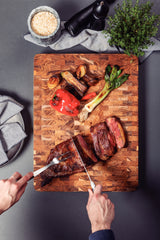 Tabla de Madera Teca para Cortar y Servir 50 x 38 cm Churrasco Premium