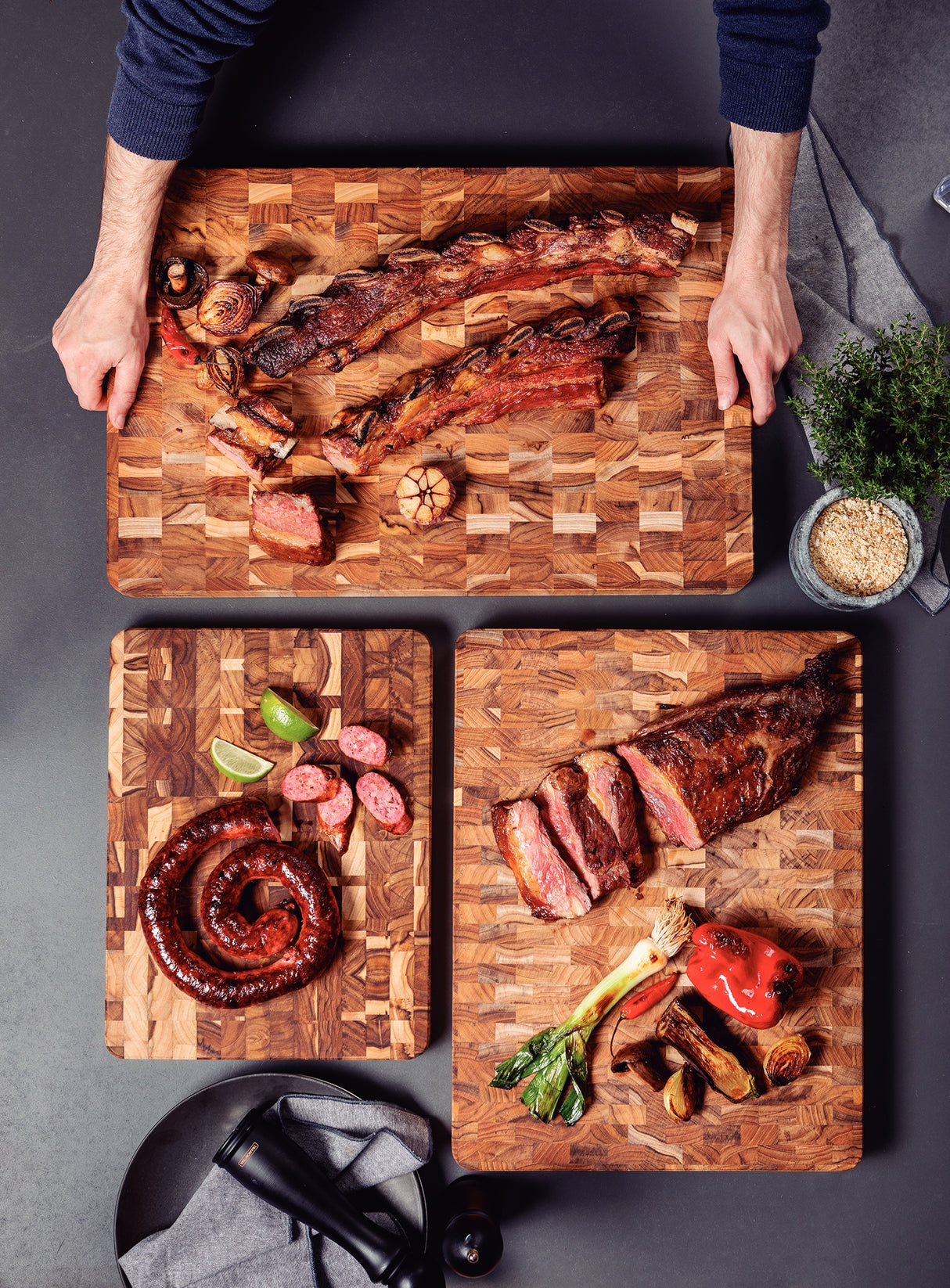 Tabla de Madera Teca para Cortar y Servir 50 x 38 cm Churrasco Premium