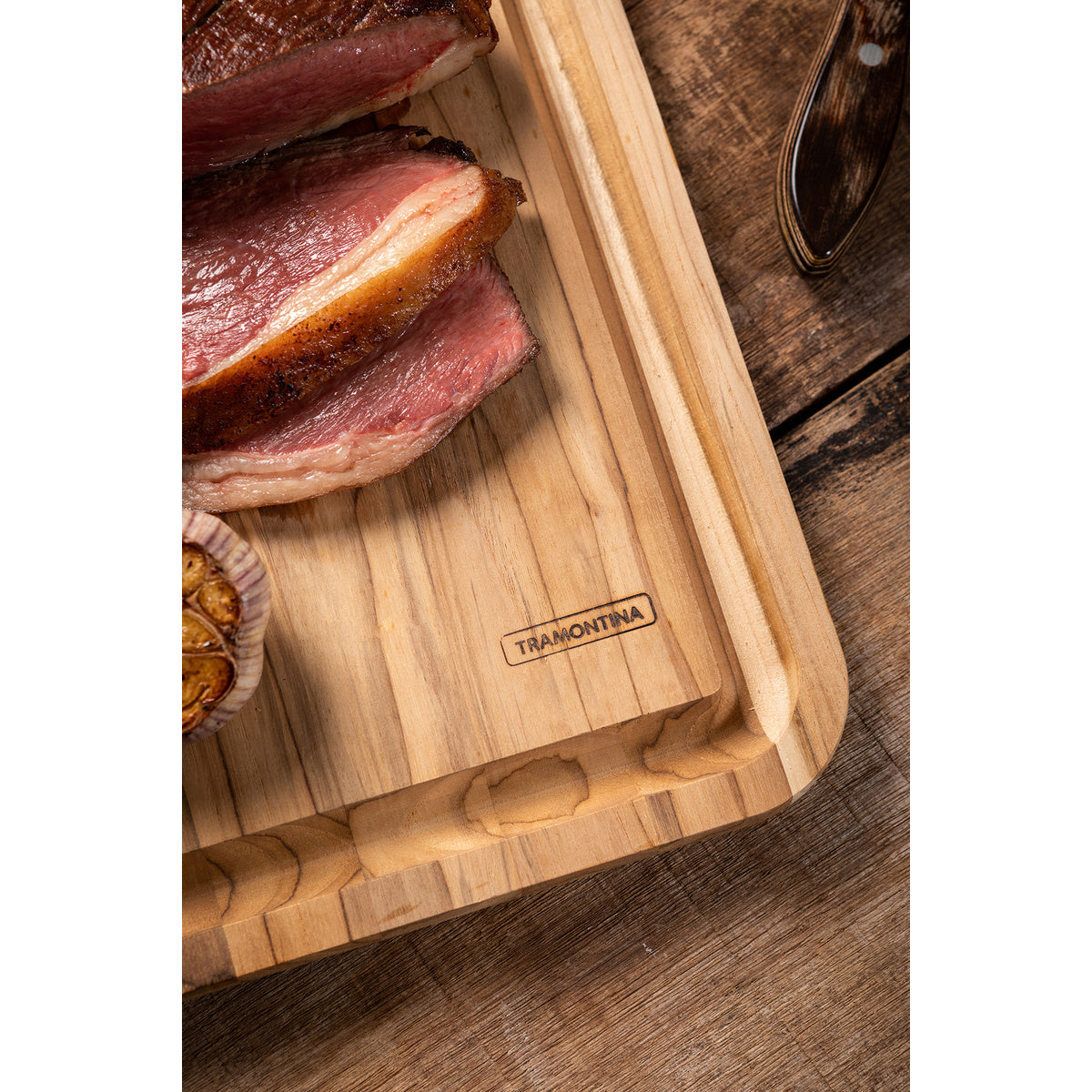 TABLA DE TECA PARA PRESENTACION Y CORTE  49 X 28 X 2,2CM - CHURRASCO ESSENCIAL