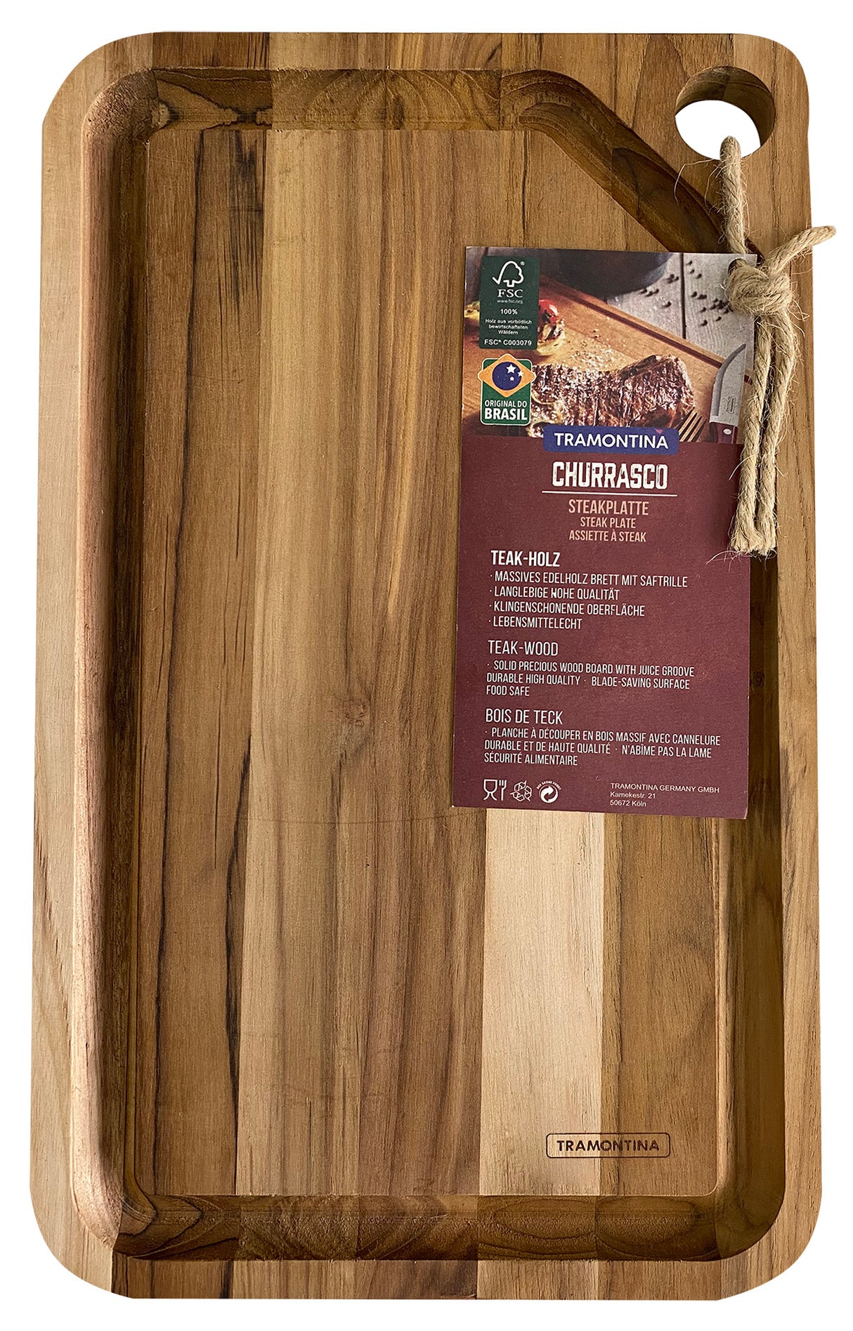 Tabla de cortar de Madera de Teca Churrasco Essencial 49 x 28 cm