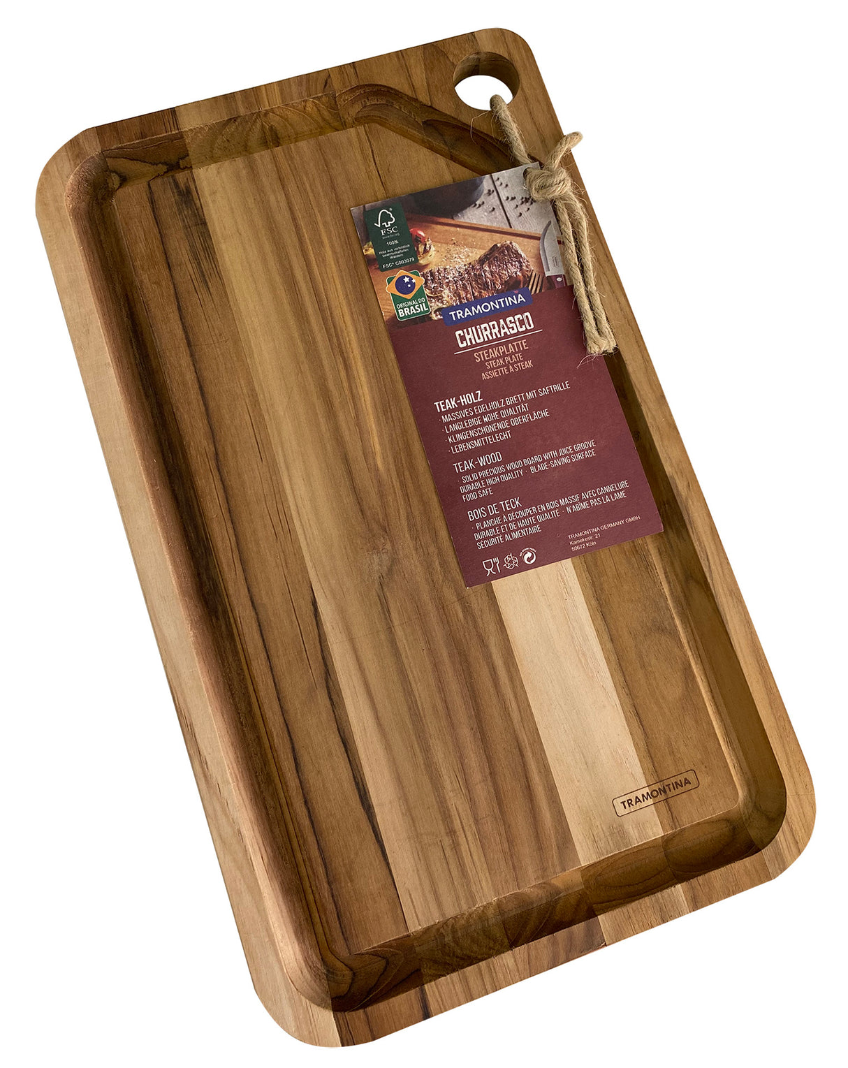 Tabla de cortar de Madera de Teca Churrasco Essencial 49 x 28 cm