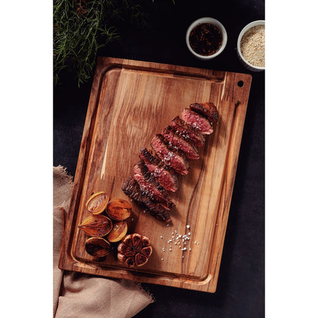 TABLA DE TECA PARA PRESENTACION Y CORTE 33X20X1,8CM - CHURRASCO  ESSENCIAL