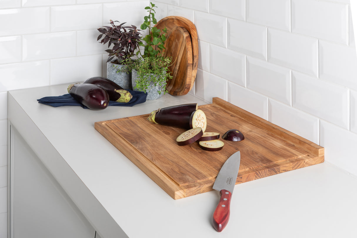 Tabla de Madera de Teca para Corte con Encaje para Encimera 48 x 41 cm