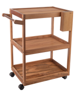 Carrito de Madera de Teca con Ruedas y Tres Alturas para Servicio 68 x 50 x 85 cm