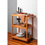CARRITO MADERA DE TECA C/RUEDAS TRES ALTURAS PARA SERVICIO 68 X 50 X 85CM