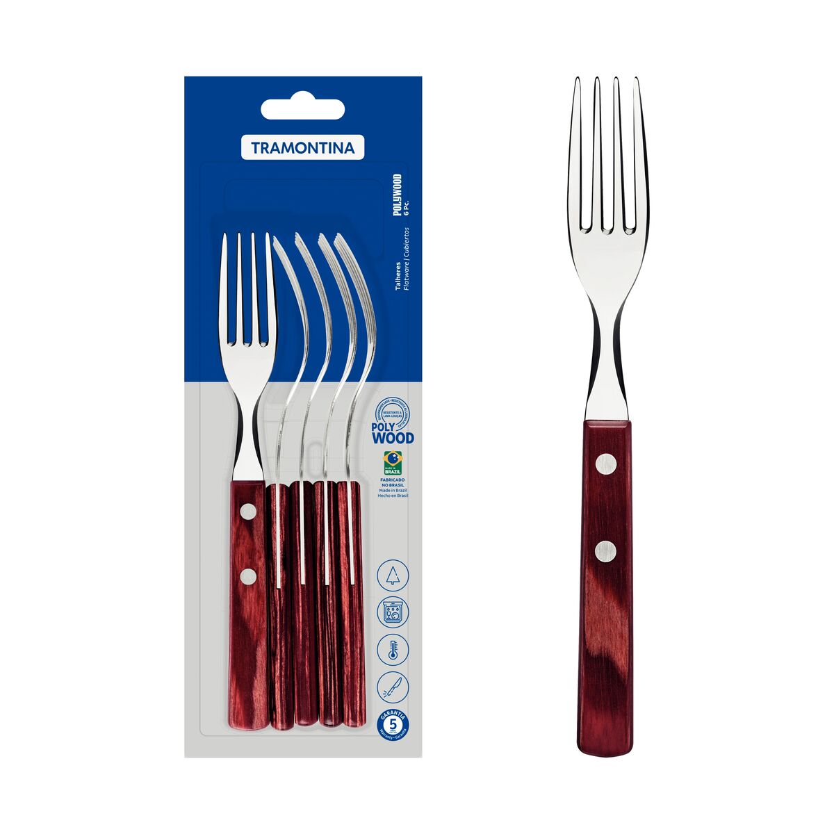 Juego de Tenedores de Mesa Polywood Rojo 6 piezas