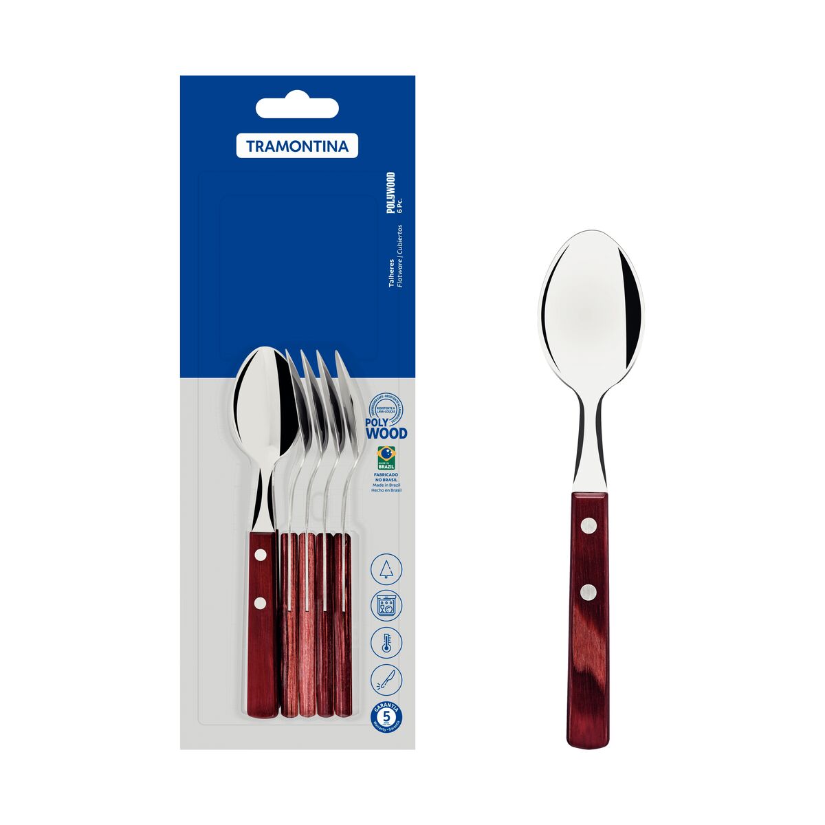 JUEGO DE CUCHARAS DE TÉ 6 PZAS. - POLYWOOD
