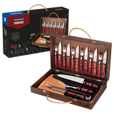 MALETÍN  ÚTILES PARA  CARNE/BBQ 17 PZAS - POLYWOOD ROJO