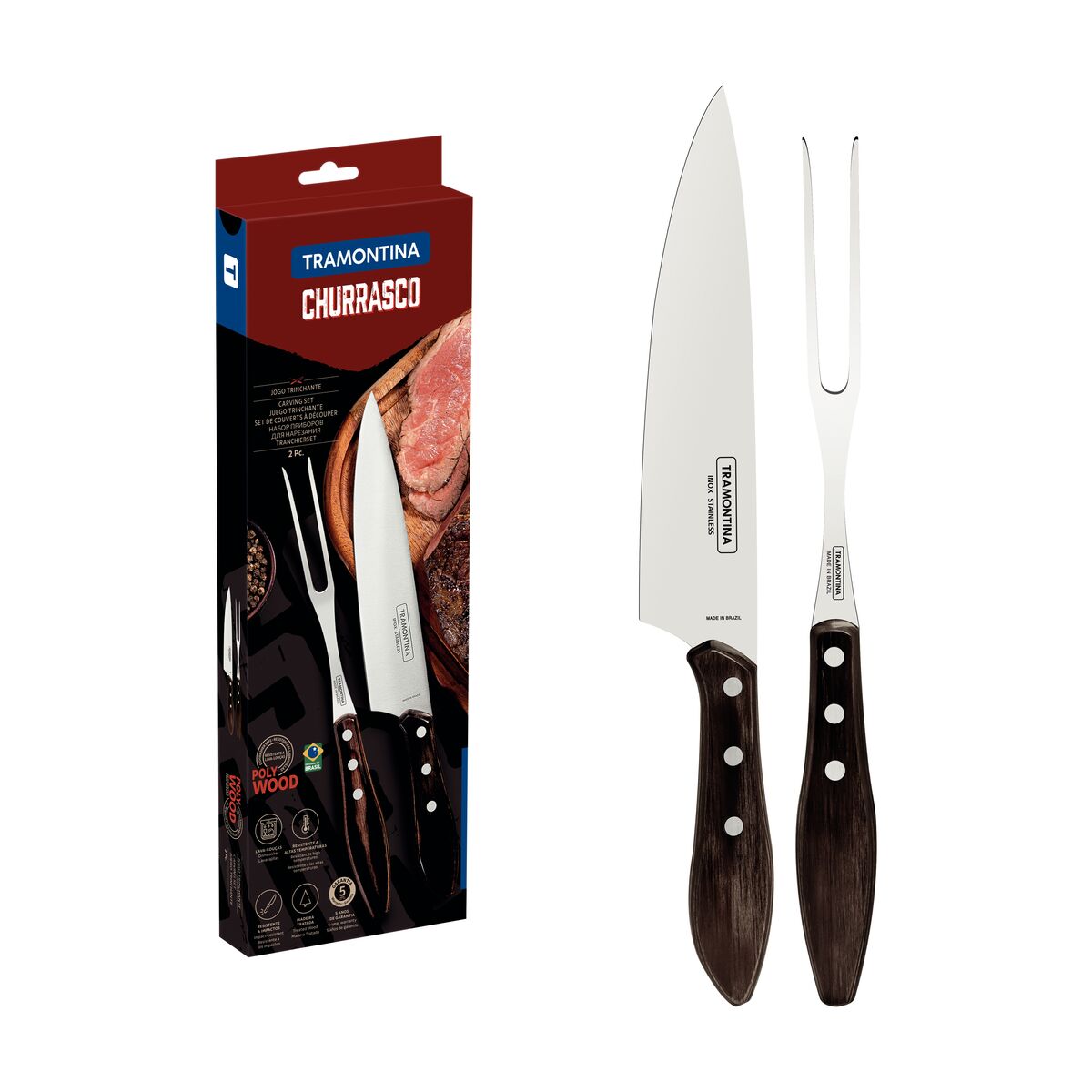 JUEGO PARA BARBACOA 2PZAS. - POLYWOOD FSC CASTAÑO