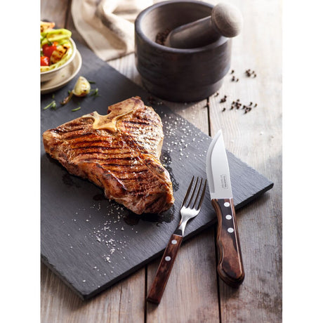 JUEGO DE CUCHILLOS JUMBO PARA CARNE/BBQ 12CM  4PZAS. - POLYWOOD CASTAÑO