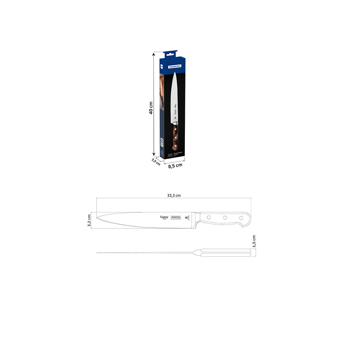 21 cm de faca rasgada - Century Wood NSF