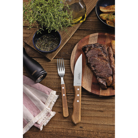 Tramontina Juego de Cubiertos para Carne/BBQ y Mangos de Madera Natural Dynamic 12 Piezas