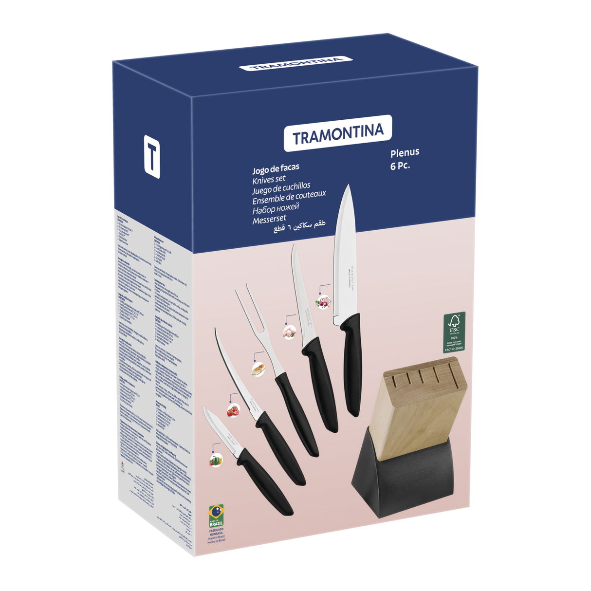 Juego de Cuchillos con Soporte de Madera Plenus 6 piezas