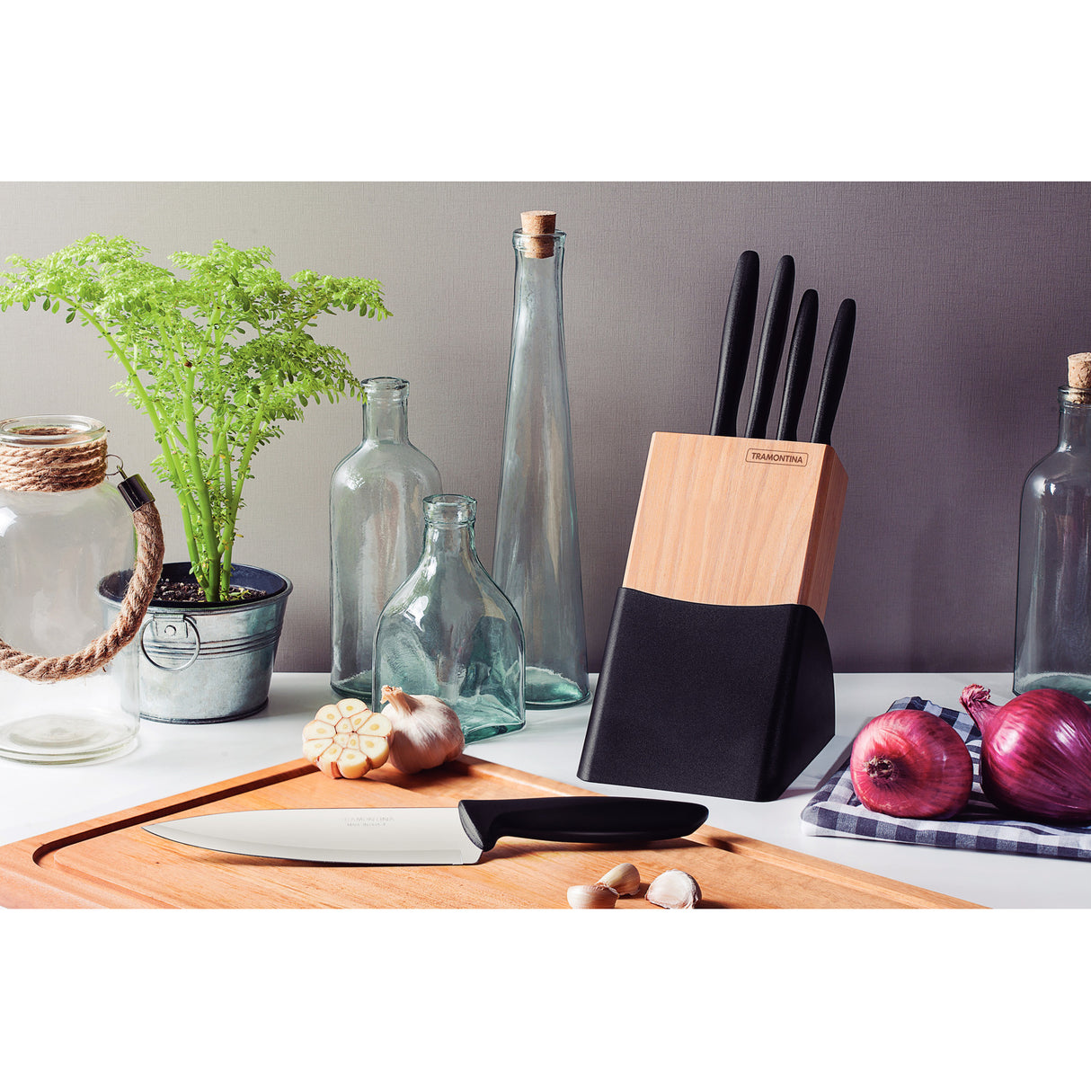 Juego de Cuchillos con Soporte de Madera Plenus 6 piezas