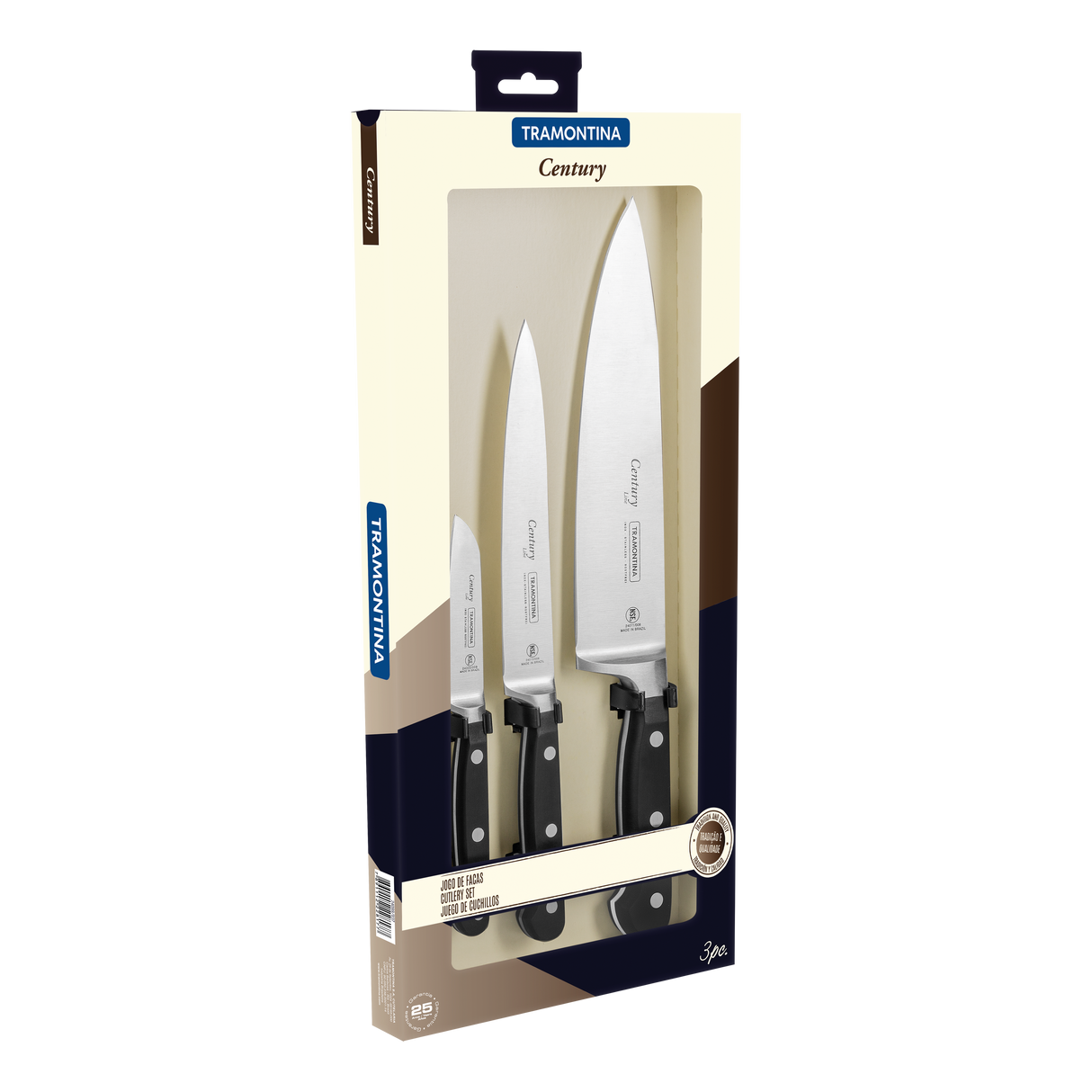 Juego de Cuchillos en Acero Inoxidable Century NSF 3 piezas