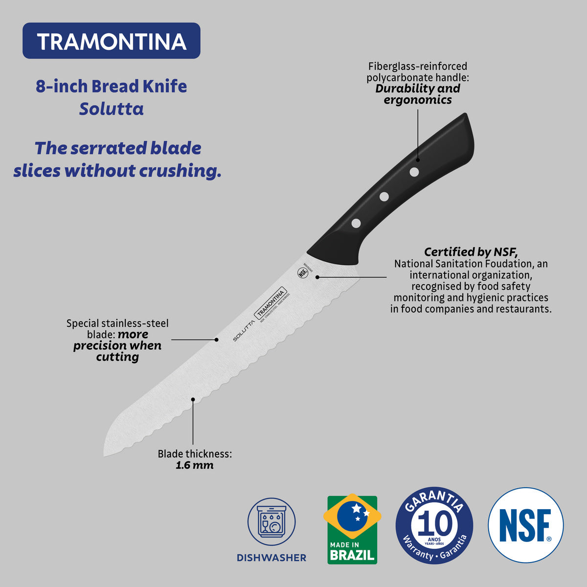 CUCHILLO PARA PAN 20,5CM - SOLUTTA