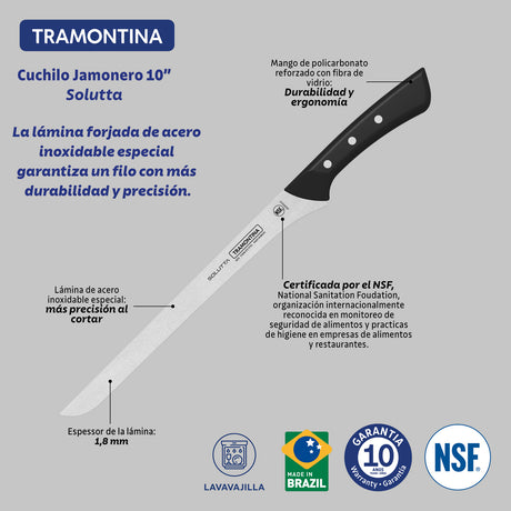 CUCHILLO JAMONERO 25CM - SOLUTTA