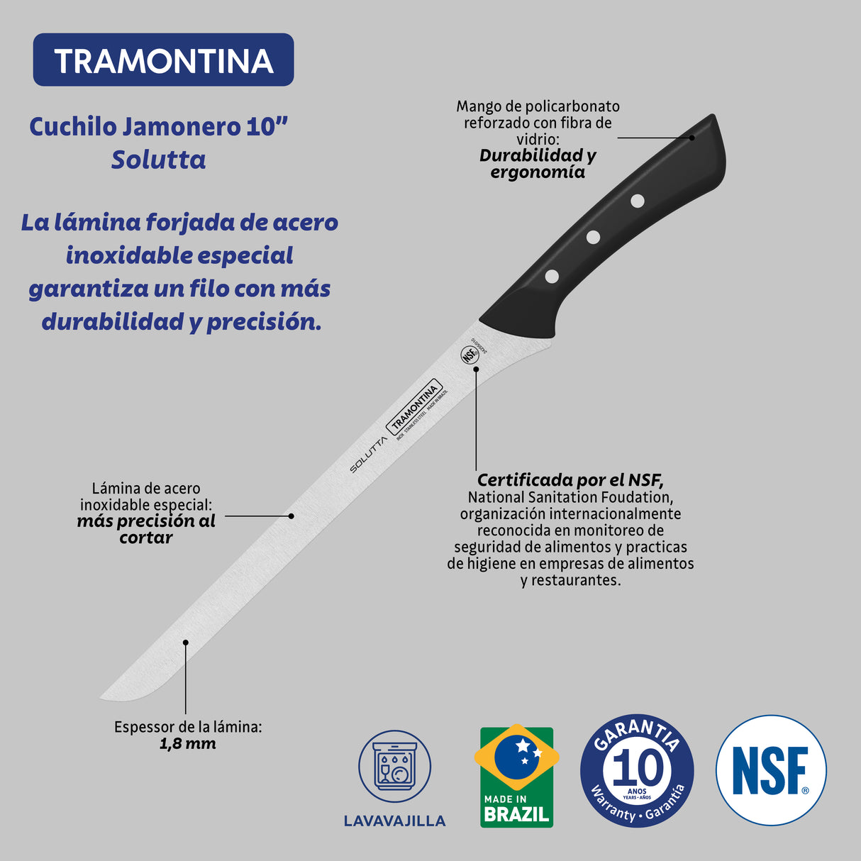 Cuchillo Jamonero Solutta 25 cm