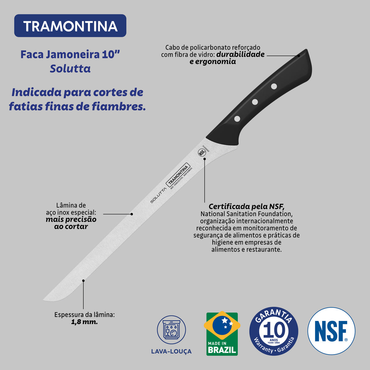 CUCHILLO JAMONERO 25CM - SOLUTTA
