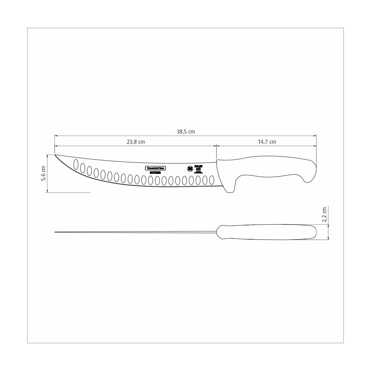 CUCHILLO CARNICERO CURVO ALVEOLADO 25CM - PROFESIONAL NEGRO NSF