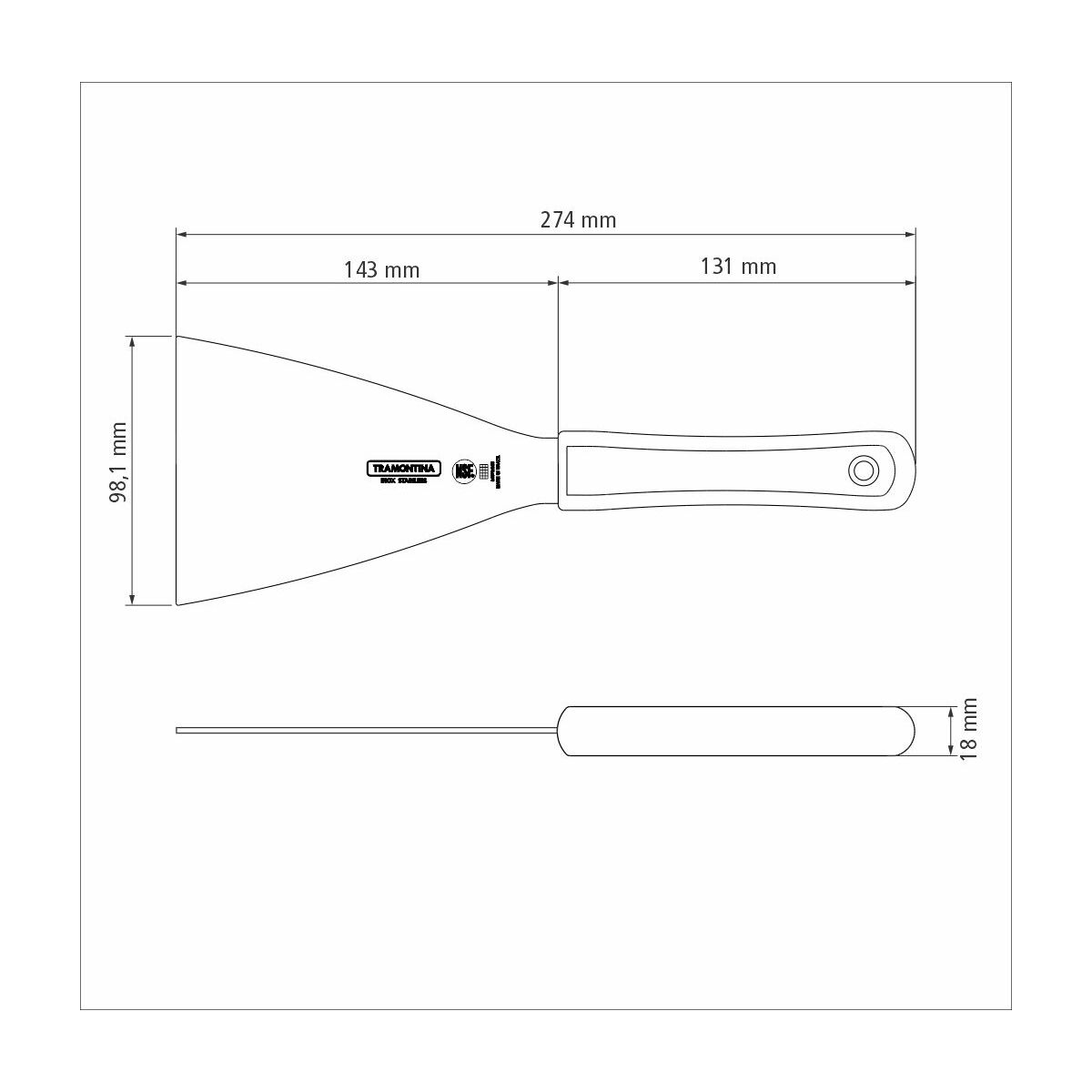 ESPÁTULA PLANCHA  12,5 x 10 CM - PROFESSIONAL NSF