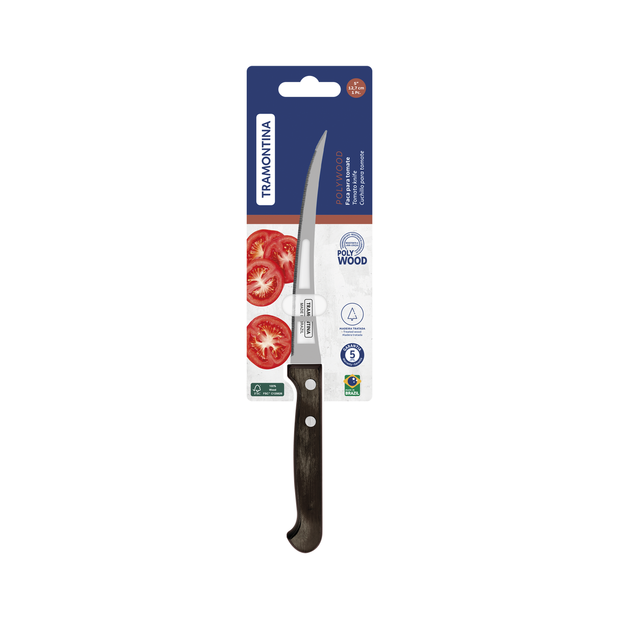 Tramontina Cuchillo de Tomates y Frutas Polywood Castaño 13 cm