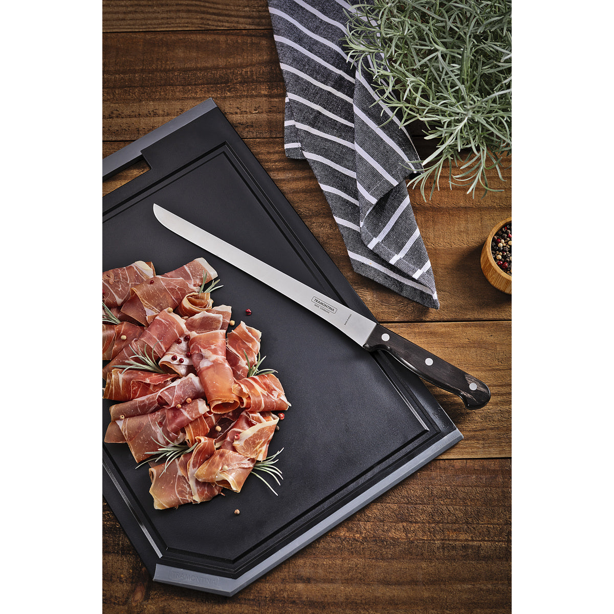 Cuchillo Jamonero en Acero Inoxidable Polywood Castaño 25 cm