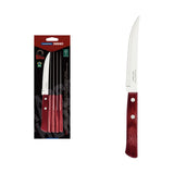 JUEGO DE CUCHILLOS PARA CARNE/BBQ 12CM 6PZAS. - POLYWOOD FSC ROJO