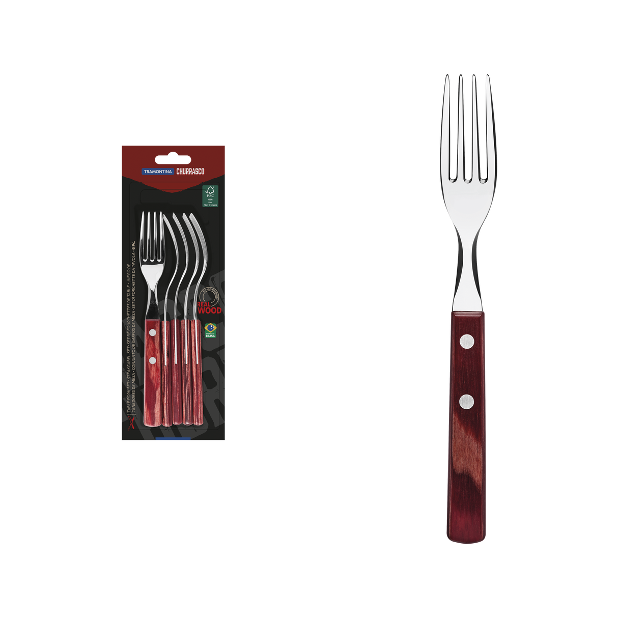 JUEGO DE TENEDORES P/CARNE 6PZAS. - POLYWOOD FSC ROJO