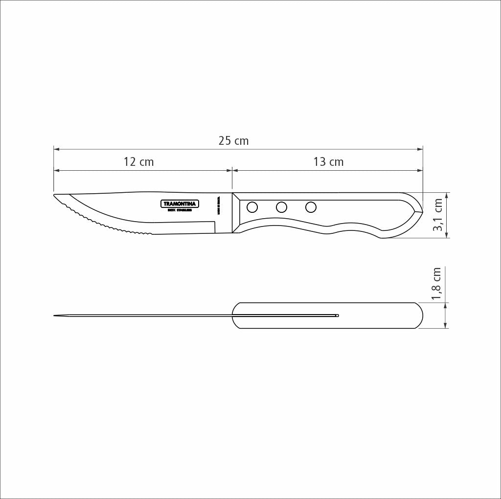 Tramontina Juego de Cuchillos para Carne Jumbo Polywood Castaño 6 Piezas