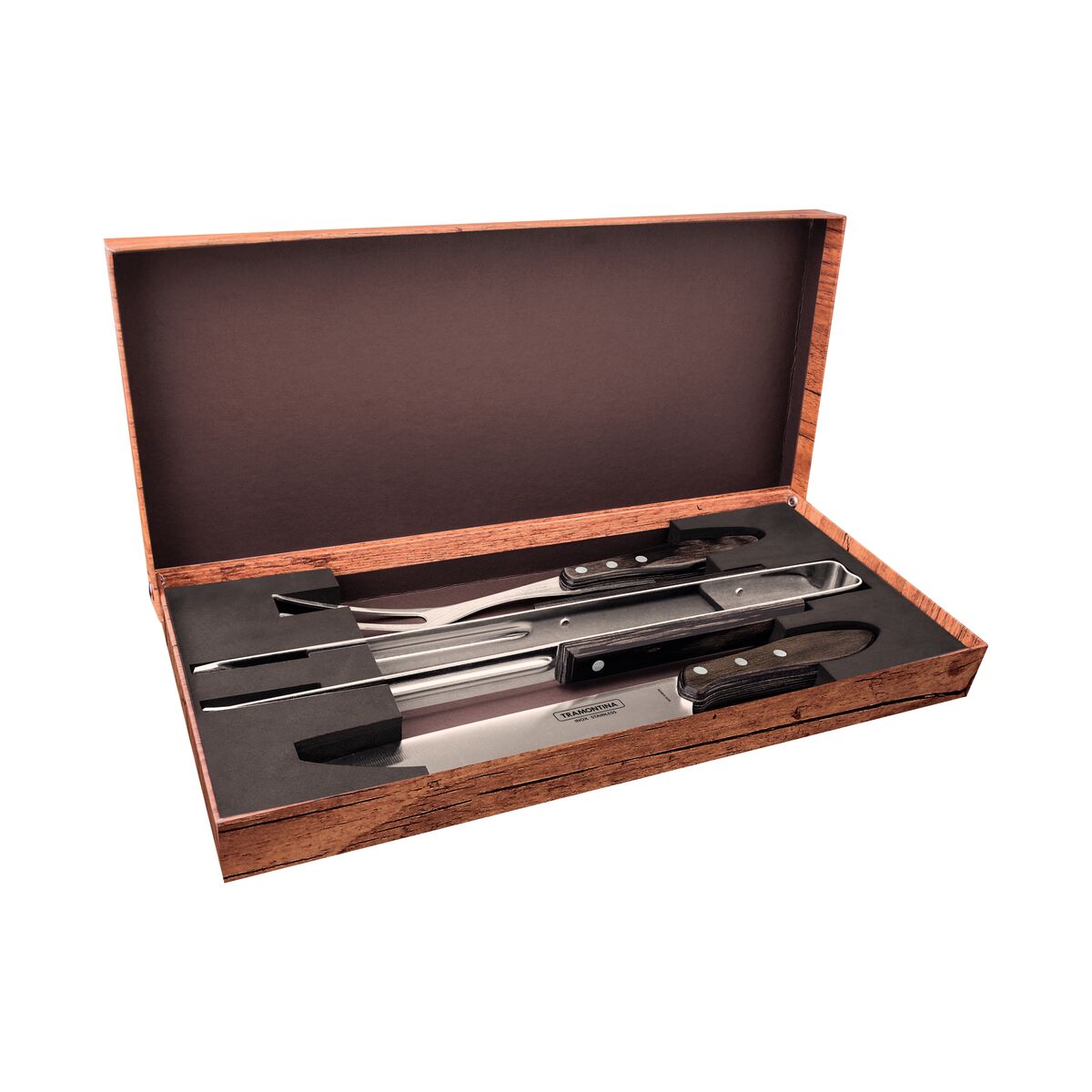 JUEGO ÚTILES PARA CARNE/BBQ 3 PZAS - POLYWOOD CASTAÑO