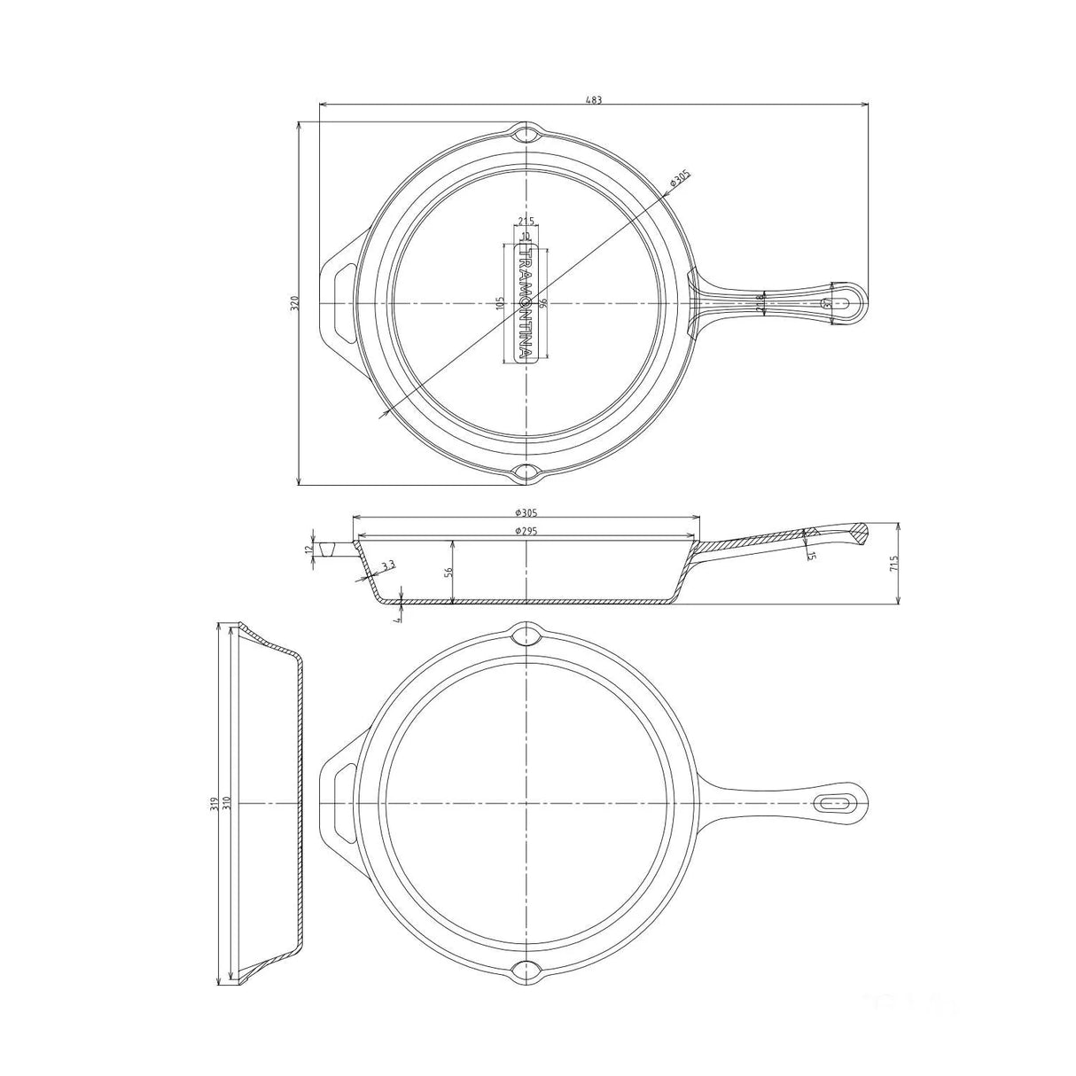 Tramontina Sartén de Hierro Fundido Precurada 30 cm 3L