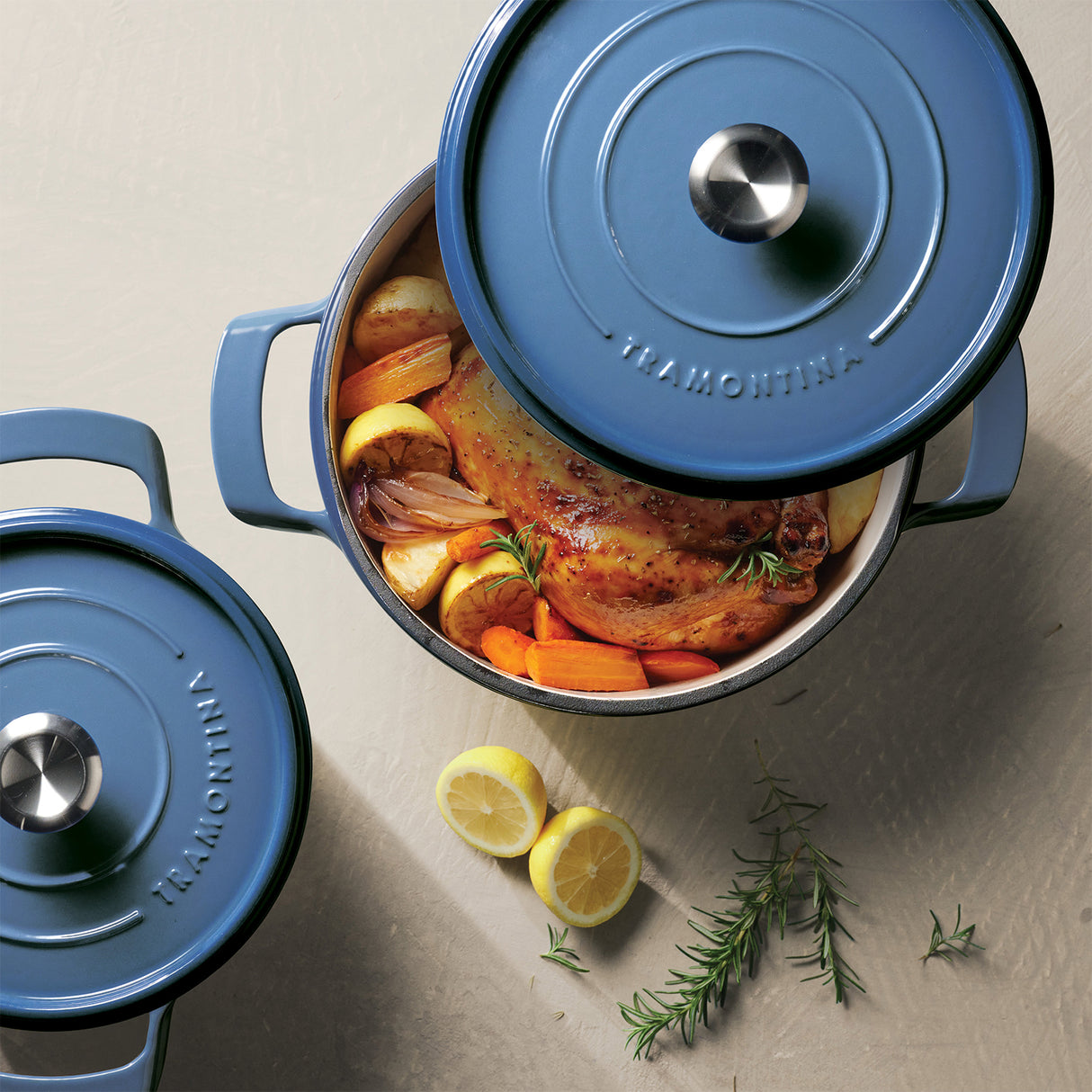 Tramontina Cocotte con Tapa de Hierro Fundido Esmaltado Azul 22 cm