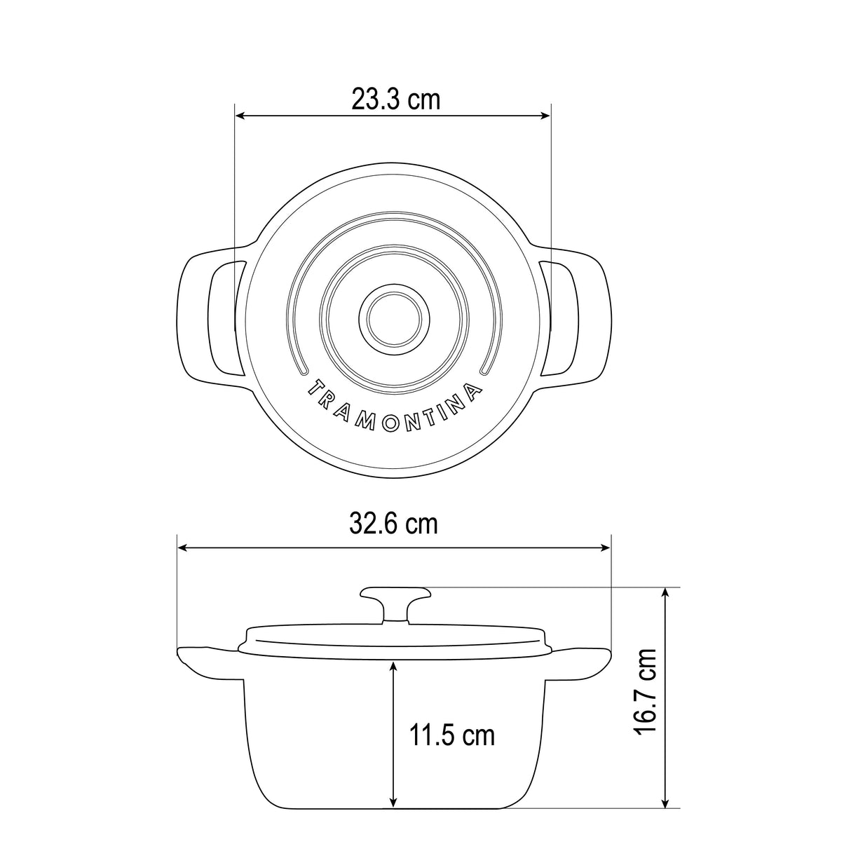 Tramontina Cocotte con Tapa de Hierro Fundido Esmaltado Latte 22 cm