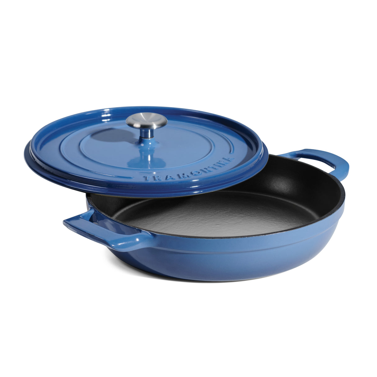 Tramontina Cazuela Baja con Tapa de Hierro Fundido Esmaltado Azul 30 cm - 3,8 L