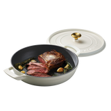 Tramontina Cazuela Baja con Tapa de Hierro Fundido Esmaltado Latte 30 cm - 3,8 L