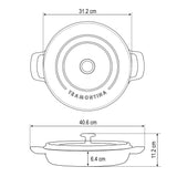 Tramontina Cazuela Baja con Tapa de Hierro Fundido Esmaltado Latte 30 cm - 3,8 L