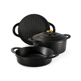 Tramontina Juego de Ollas de Hierro Fundido Esmaltado Apilables Negro 3 piezas