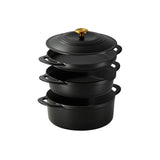 Tramontina Juego de Ollas de Hierro Fundido Esmaltado Apilables Negro 3 piezas