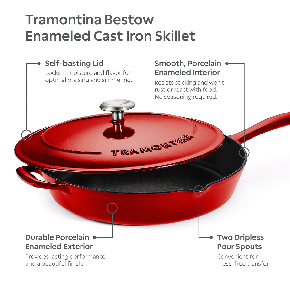 Tramontina Sartén de Hierro Fundido Rojo 30 cm 3,2L