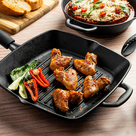 Tramontina Sartén Parrilla de Hierro Fundido Precurada Titanex 27 cm - 2,1L